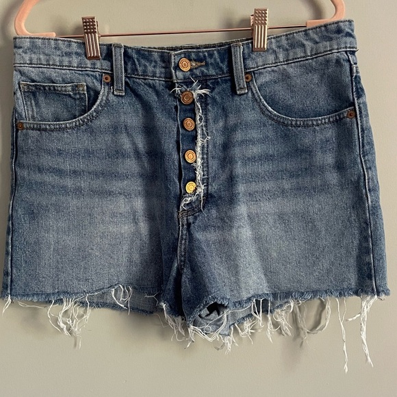 Lucky Brand Button Fly Super High Waist Raw Hem Lucky Pins Short - Picture 1 of 11